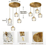 Chandelier Light Modern Chandelier Copper Crystal Pendant Light 47" Long Adjustable Ceiling Light for Living Room Staircase Hotel Ceiling Lighting Fixture(4 Head) A116-B0DHGNC81P