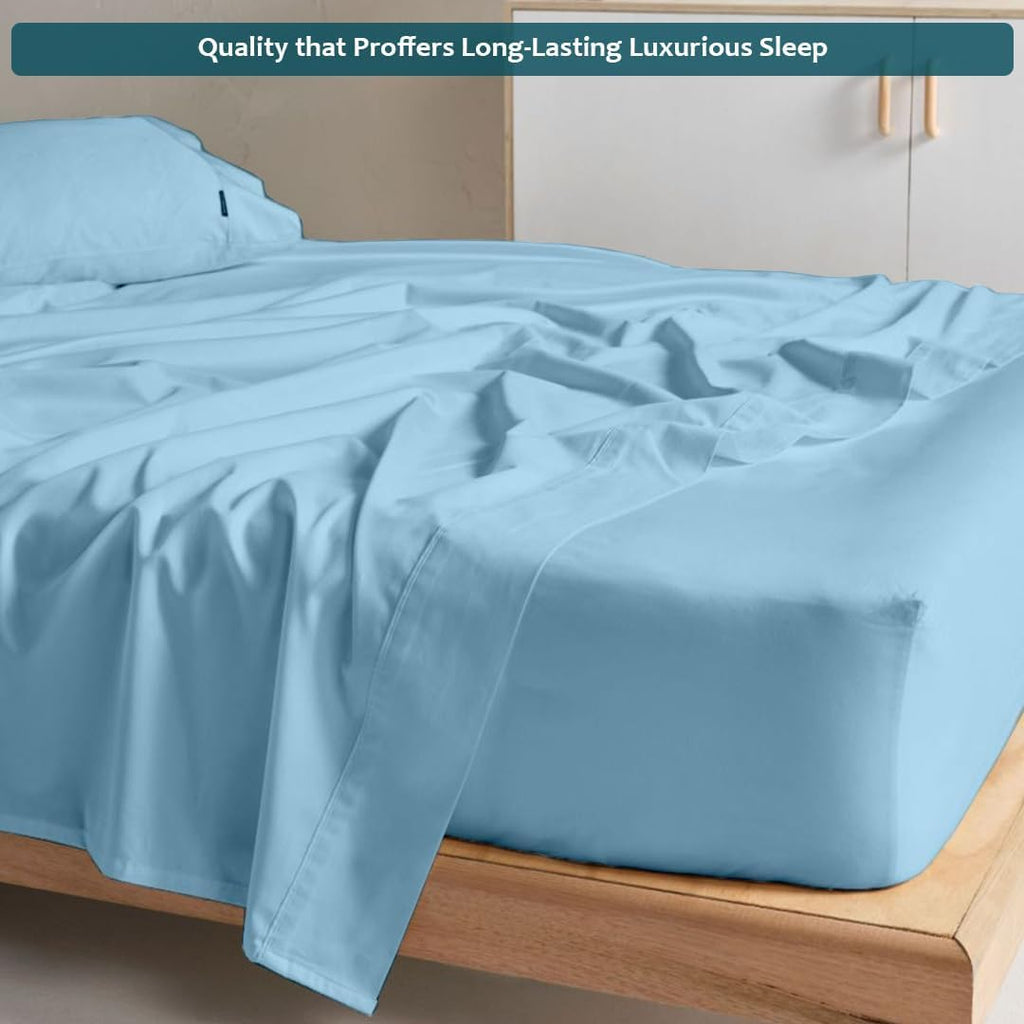 Full XL Size Bed Sheets Set - Luxury 338 Thread Count 100% Egyptian Cotton Sateen, Cooling Sheets, Deep Pockets with