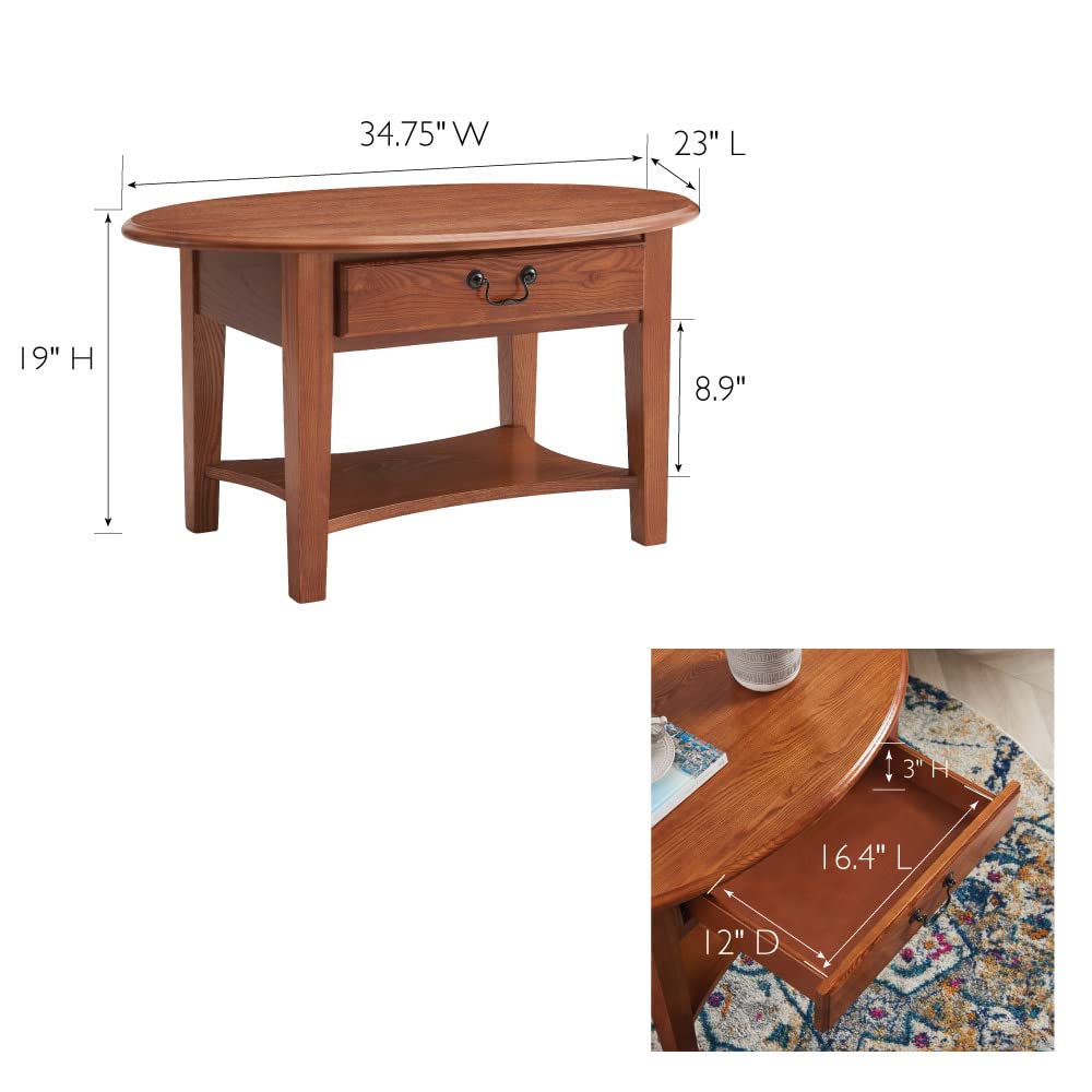 Haven Ridge Oval Coffee Table, 35", Medium Oak