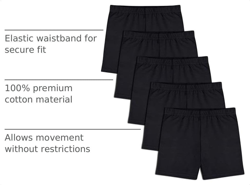 5 Pack Girls Bike Shorts Cotton Cartwheel Shorts Under Dress
