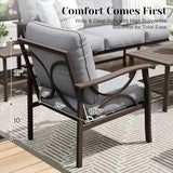 6-Piece Metal Outdoor Patio Furniture Set | Grey for Backyard, Garden & Porch