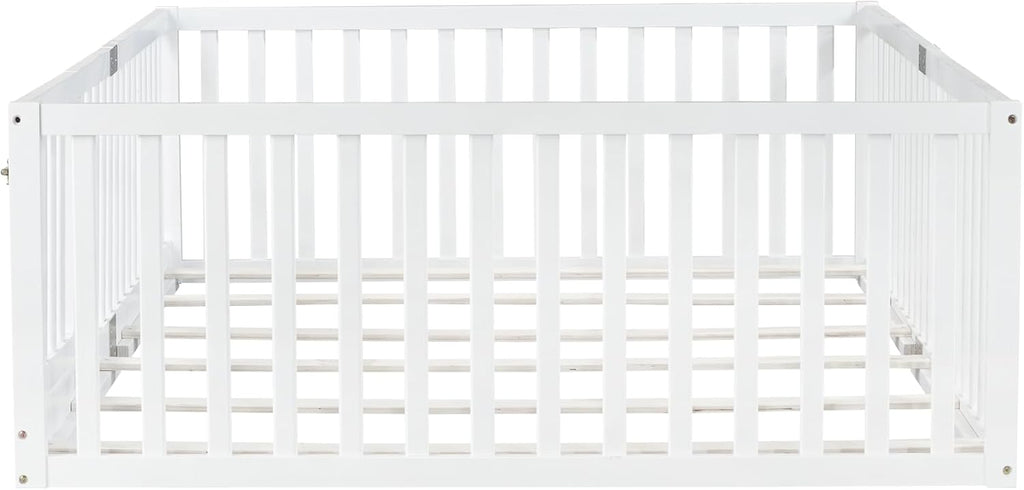 Full Size Floor Bed with Slats and Door