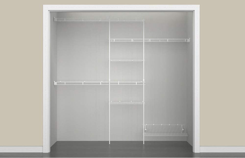 1608 Closet Organizer Kit with Shoe Shelf, 5-Foot to 8-Foot, White