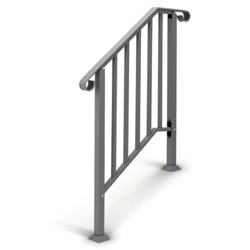 Handrails for Outdoor Steps, Stair Handrail Fits 1 to 5 Steps, Wrought Iron Hand Rail Stair Railing Kit for