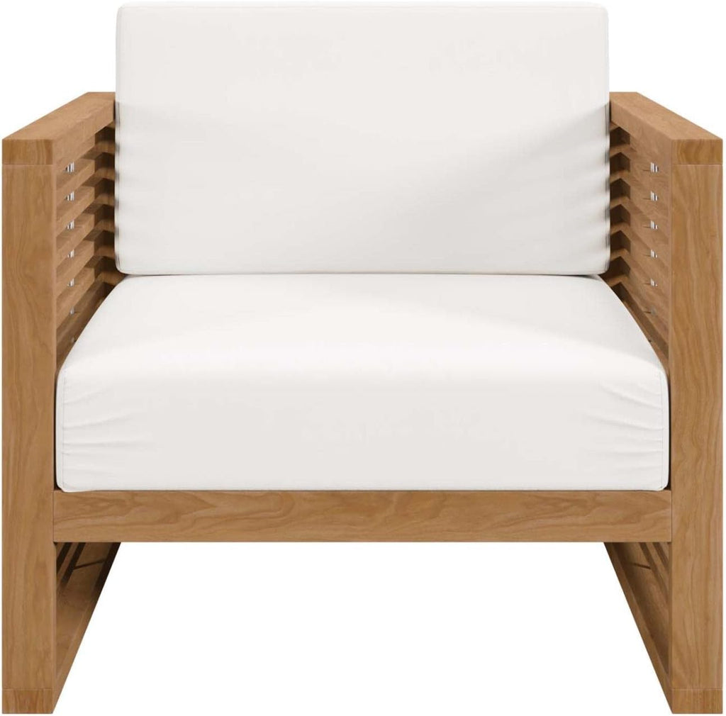 Carlsbad 3-Piece Teak Wood Outdoor Patio Set in Natural and White
