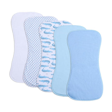 Baby Burp Cloths, Soft Absorbent Towel, Unisex, Easy to Use, 5 Pack (Light Blue)