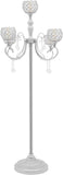 5 Arm Crystal Candelabra Centerpiece,49.2in Tall Floor Candelabra with Crystal Candle Holder Bowl,Silver Centerpiece