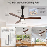 XINGSIYUELYX 60 Inch Black + Walnut Ceiling Fan - Image 2