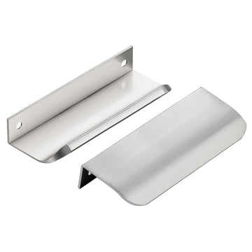 Brushed Nickel Cabinet Handles Finger Edge Pulls 4 Inch CC 6 Pack