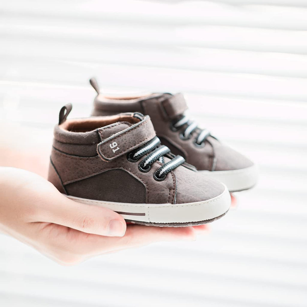 Baby Boys Girls High Top Sneakers Soft Soles Anti Skid Infant Ankle Shoes Toddler Prewalker First Walking Crib Shoes