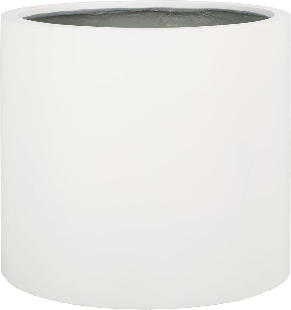 Outdoor Collection Alia Modern White Concrete Ficonstone Round Planter Pot