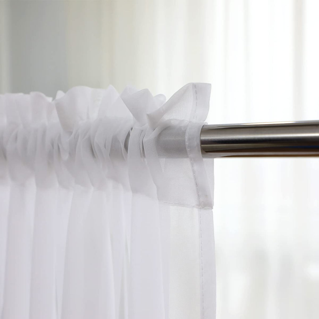 White Sheer Curtains 120 Inches Long 2 Panels, Rod Pocket Voile Semi Sheer Window Curtains (White, 52 W x 120 L)