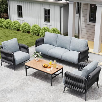 Outdoor Patio Furniture Set - Conversation | All-Weather Resistant with Thick Cushions for Patio, Garden & Porch