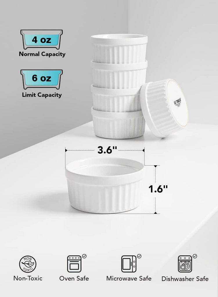 4 OZ Oven Safe, Set of 6, White
