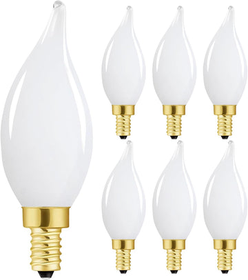 E12 Dimmable LED Bulb 6W Candelabra Bulbs 60 Watt E12 Light Bulbs 2700K