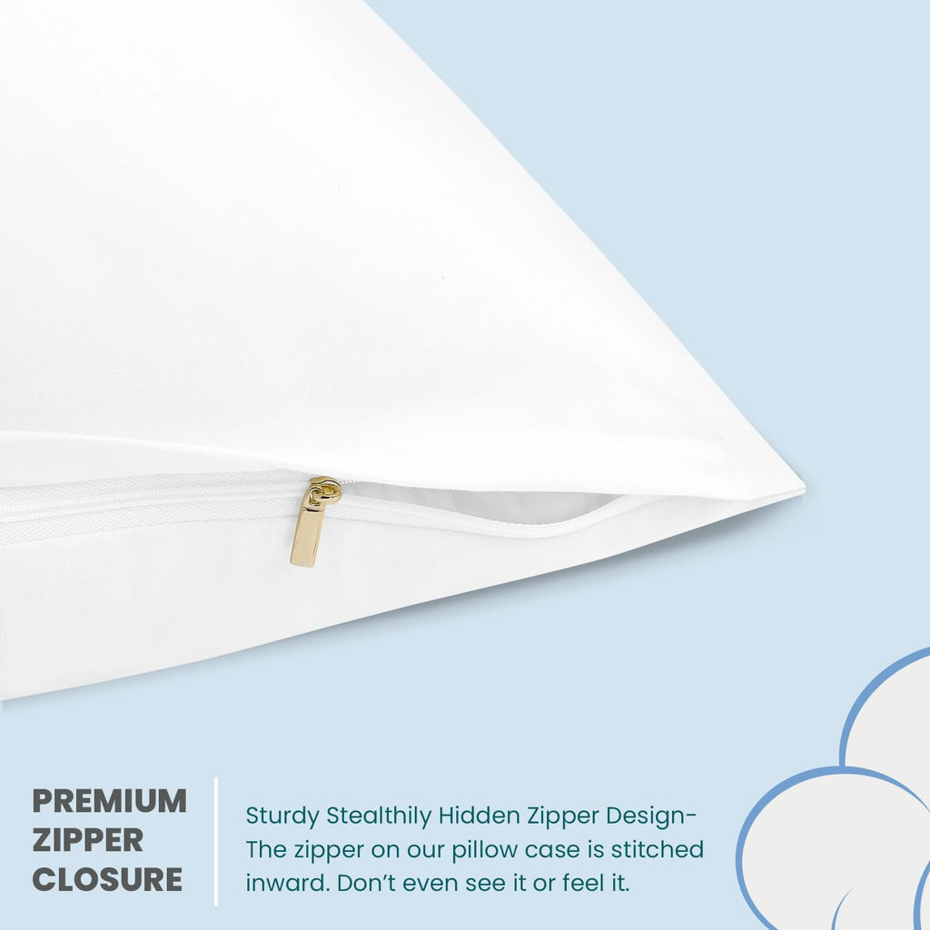 Body Pillow Cover - 500 Thread Count Egyptian Cotton Long Pillowcase with Hidden Zipper Closure - Soft, Breathable &
