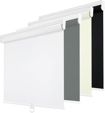 Blackout Roller Shades Cordless for Windows, 100% Room Darkening Window Blinds, Thermal Insulated UV Protection, Easy