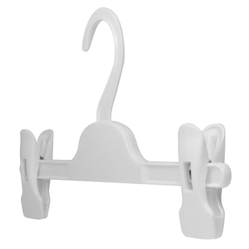Kids Pants Hanger with Adjustable Clips (10 Pack, White) - 11inch Perfectly Sized for Baby, Kids, Child and Teens
