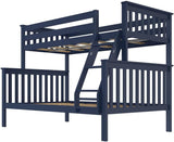 Bunk Bed Twin Over Full with Ladder, Solid Wood Platform Bed Frame with Ladder for Kids, 14" Safety Guardrails