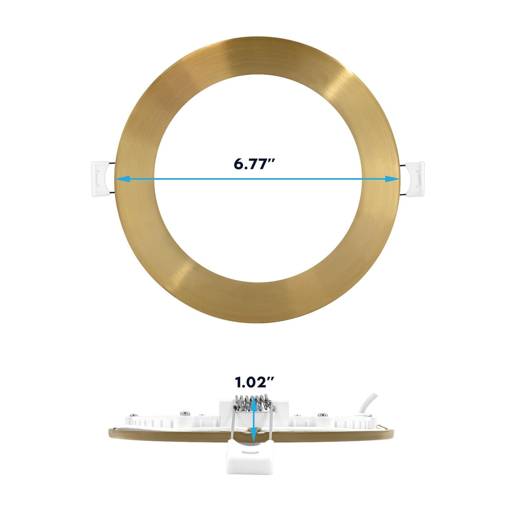 6 Inch Ultra Thin LED Recessed Light, 12W, Brass Trim (1 Pack)
