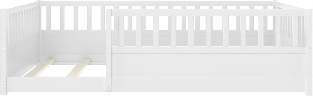 Full Size Montessori Floor Bed with High Rails