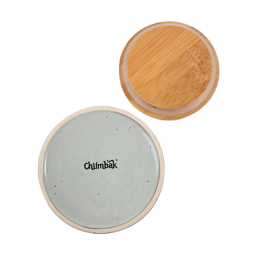 Mint Lawns Ceramic Storage Jar -Mint Green Kitchen Storage Jar, Wooden lid, Modern Print, Airtight, Dining, Tableware