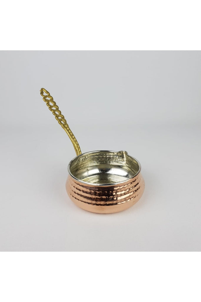 Copper Sauce Pan - Frying Pan - Saucepan with Brass Handle, 4.3 in Diameter, Tin-Lined Interior, Oven Safe