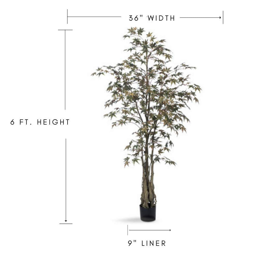 Japanese Maple Silk Tree - Handcrafted - Amazingly Lifelike - Natural Beauty (6-Foot)
