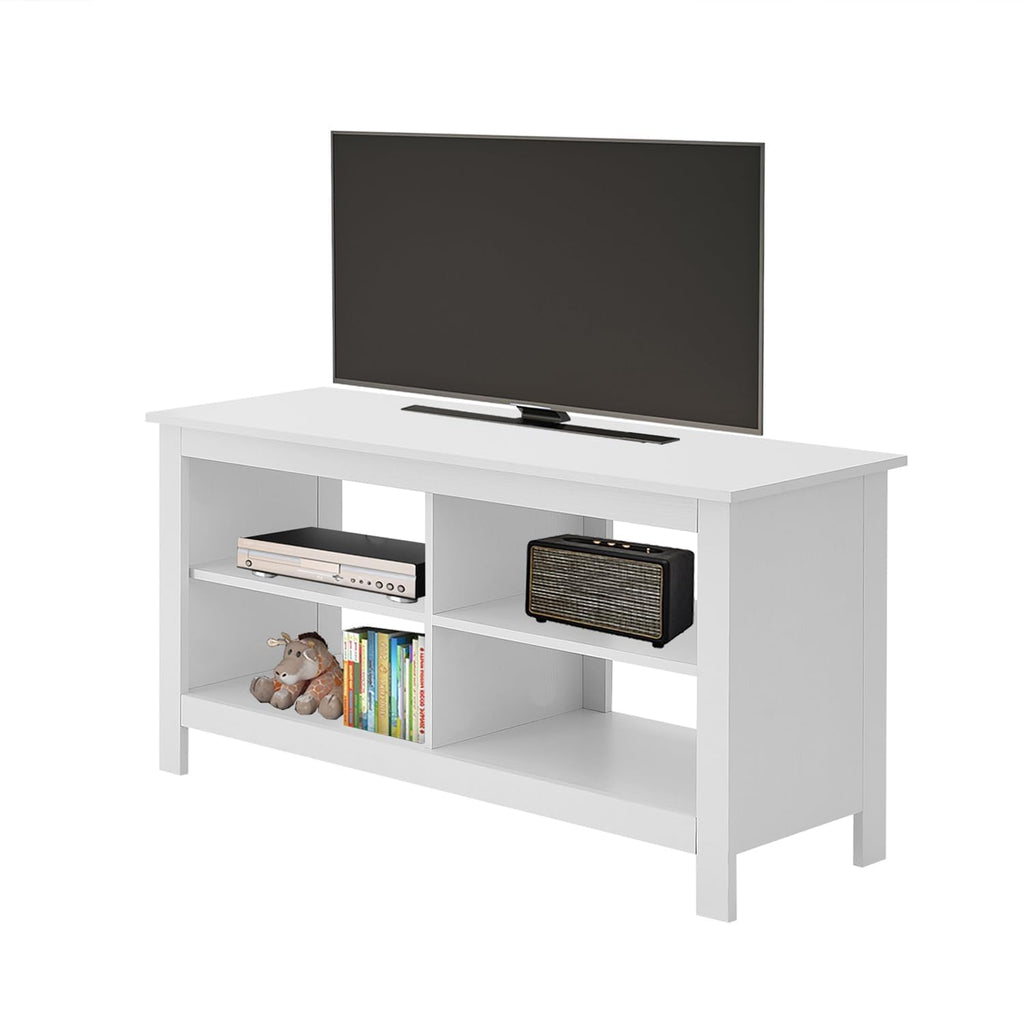 43 Inches TV Stand, Mid Century Modern Entertainment Center with 4 Open Shelves Farmhouse TV Media Console Table