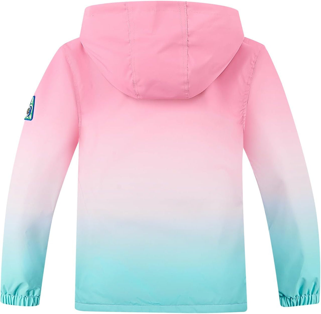 Boys Girls Rain Jacket Lightweight Waterproof Hooded Fleece Lined Raincoat Windbreakers for Kids