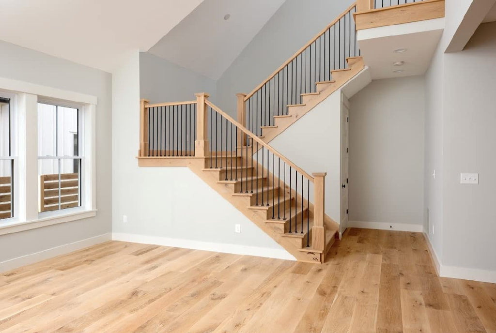 Red Oak/Poplar Modern Style Contemporary Wooden Newel Post for Interior Stair Railings (4.75" Base, Poplar)