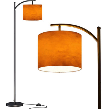 Arc Floor Lamp Orange autumn old watercolor texture painted marbled vintage grunge Modern Tall Standing Lamp Dimmable