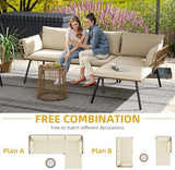 3-Piece Wicker Outdoor Patio Furniture Set - Conversation | Beige for Backyard, Garden & Porch