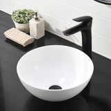 Round Bathroom Sink- VASOYO 13x13 Inch Small Vessel Sink Above Counter Bathroom Vanity Sinks White Porcelain Ceramic