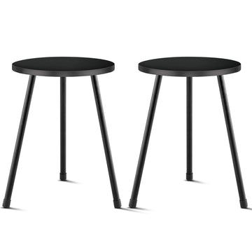 Black Plant Stand Indoor Set of 2, Mid Century Wood Plant Table for Flower Pots, Metal Plant Holder, Modern Home
