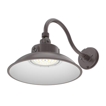 Gooseneck Barn Light 12inch - 50W/40W/30W Selectable - 3000K/4000K/5000K Switchable IP65 Gooseneck Wall Sconce - 360°