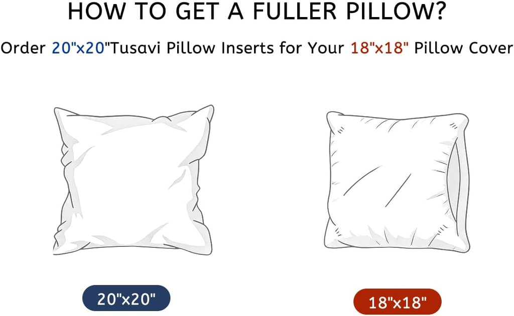 18"x18" Pillow Inserts with 100% Cotton Cover Decorative Square Throw 18 Pillows for Couch, Sofa and Bed - Set of 2