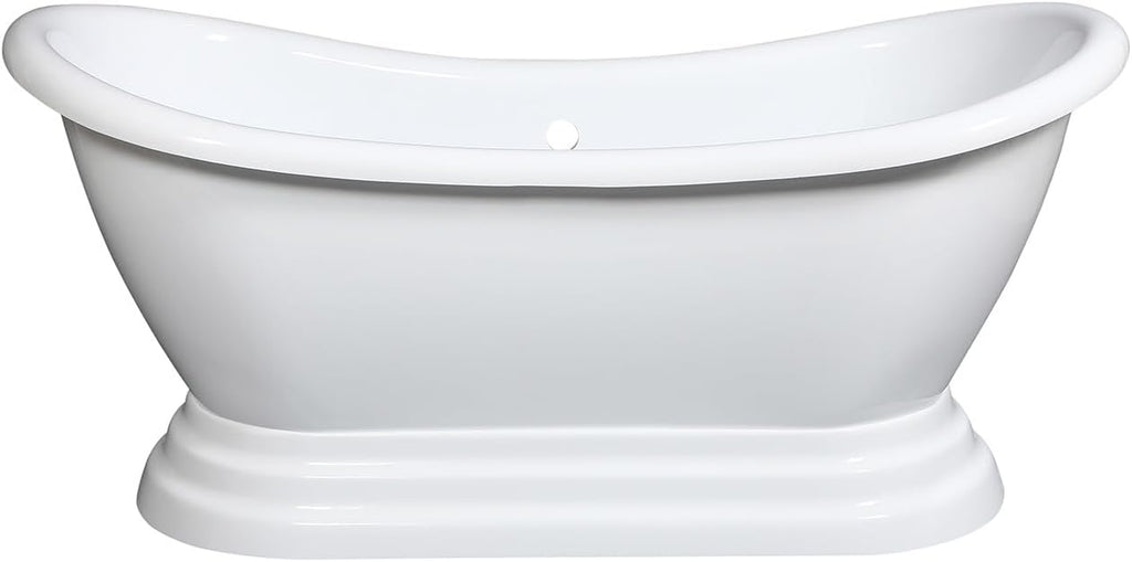 VTPDS602827 Aqua Eden 60" Acrylic Double Slipper Pedestal Tub, Glossy White