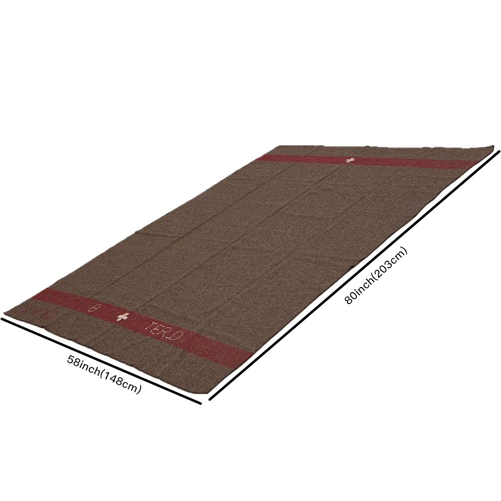 100% Wool Blanket 4.5 LBS Swiss Army Military Reproduce Warm Thick Washable 59" x 80" Great for Camping Outdoors