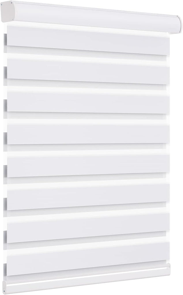 Custom Size Zebra Blinds Cordless Indoor Window Shades Privacy Dual Layer , Inside Outside Mount Easy Install
