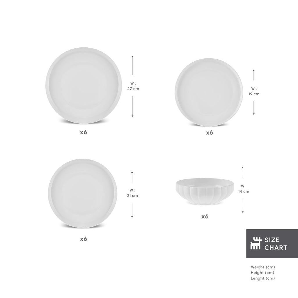 24-Piece Bone China Pumpkin Dinnerware Set for 6, White Elegant Tableware, Plates and Bowls Set, Durable Fine China