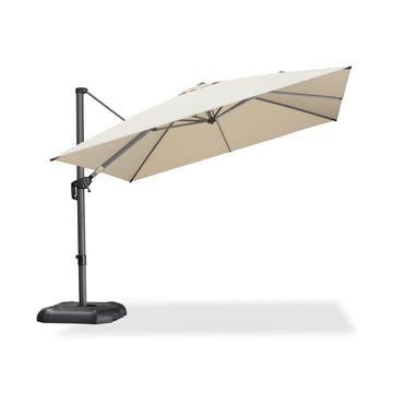 Patio Umbrella Outdoor 10' x 10' Square 360° Rotation Beige