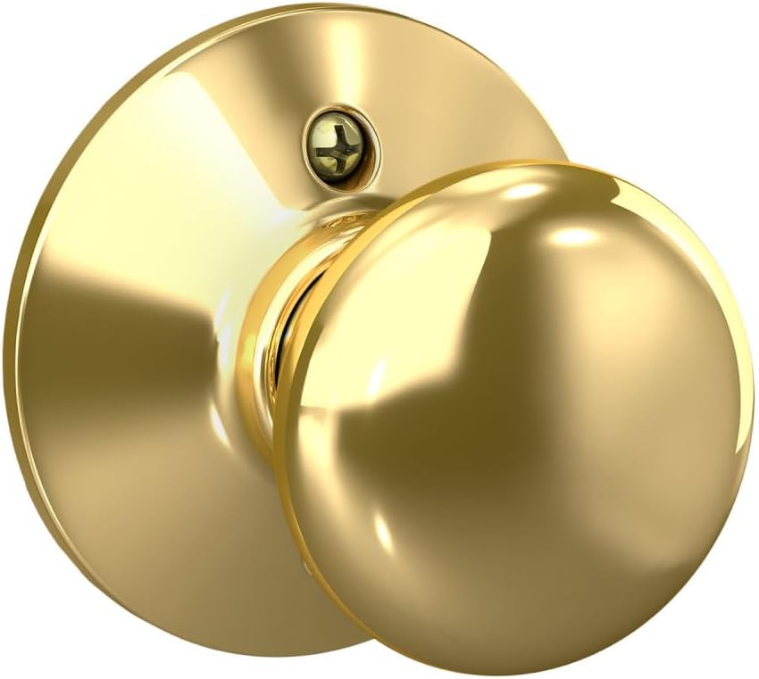 Plymouth Hall/Closet Passage Door Knob, Bright Brass