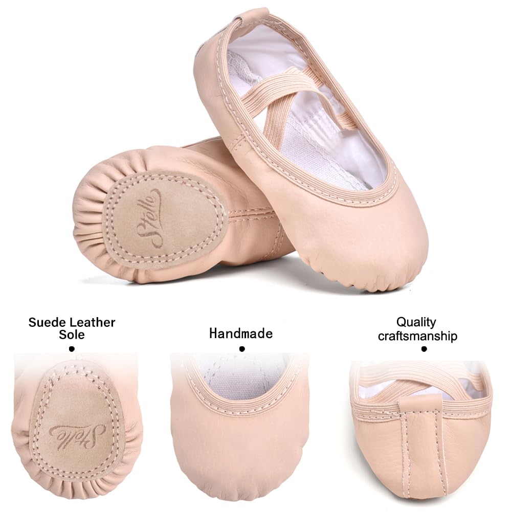 Ballet Shoes for Girls Toddler Soft Leather Split Sole(BP, 9MT)