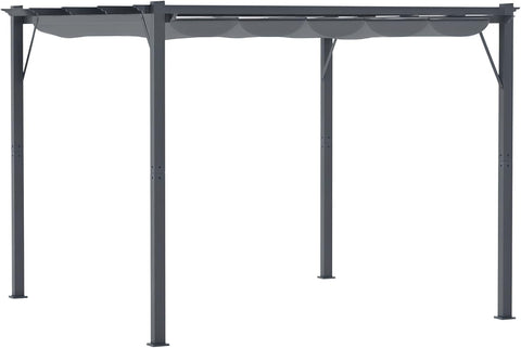 10' x 10' Aluminum Patio Pergola with Retractable Pergola Canopy, Backyard Shade Shelter for Porch, Outdoor Party