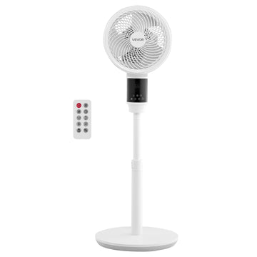 9-Inch Pedestal Fan, 80° Oscillating Standing Floor Fan with Quite DC Motor, Remote Control, 9 Speeds & 4 Smart