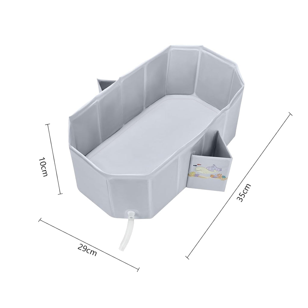 Bathtub for Newborn to Toddlers 1, Foldable Infants Babies Bath Tub with Non-Slip Base and Drain Plug, Portable