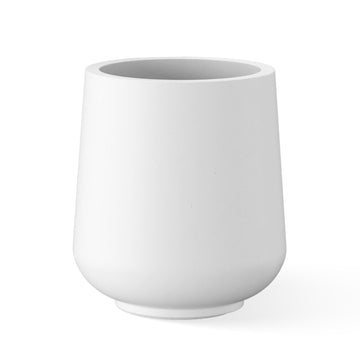 Accent Round Curved White Concrete Planter 13" Dia, Outdoor