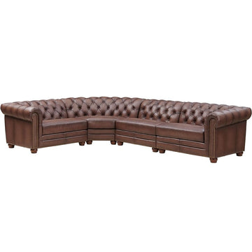 Aliso 100% Leather Sectional Sofa, 4piece, Brown