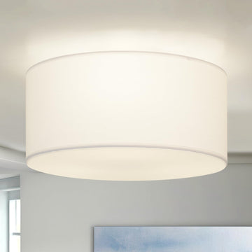 Semi Flush Mount Ceiling Light Fixture, 13inch Light Fixtures Ceiling Mount, 3-Light Drum Light Fixture with White